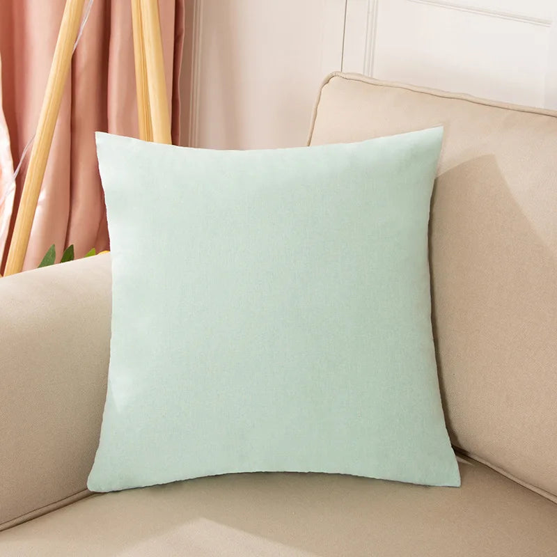 Solid-Color Cotton-Linen Cushion Cover