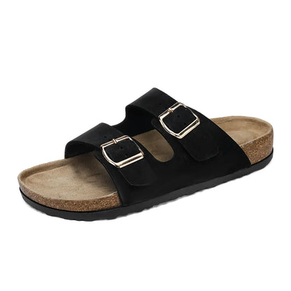 Plus Big Size 49 50 51 Cork Slippers Adjustable Double Buckle Sandals Clogs Artificial Leather Men Women Summer Casual Shoes