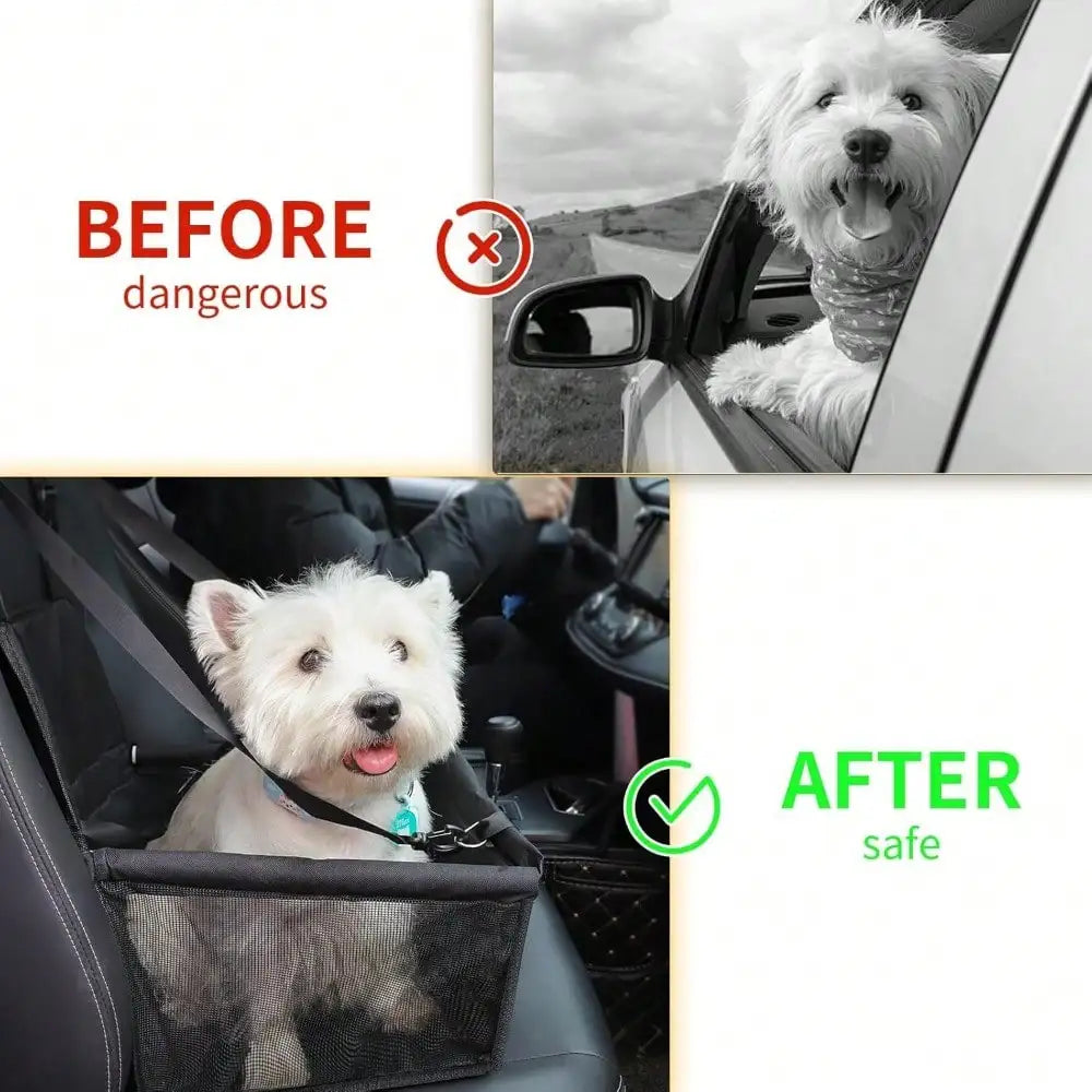 Elevated Dog Booster Car Seat, Adjustable Safety Strap