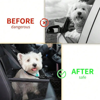 Elevated Dog Booster Car Seat, Adjustable Safety Strap