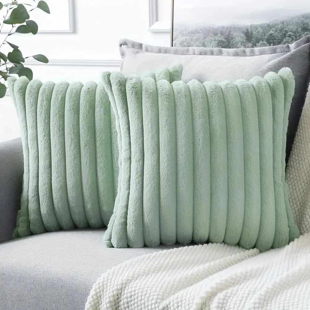 Striped Corduroy Pillow Case, Gray, Multi-Room Use