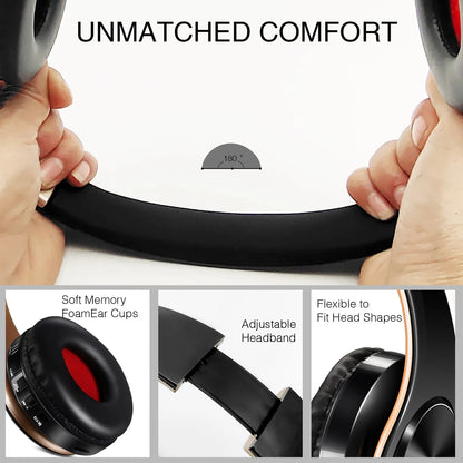HiFi Stereo Bluetooth Headphones – FM Radio, SD Card, 20H Battery, Mic | Foldable Over-Ear