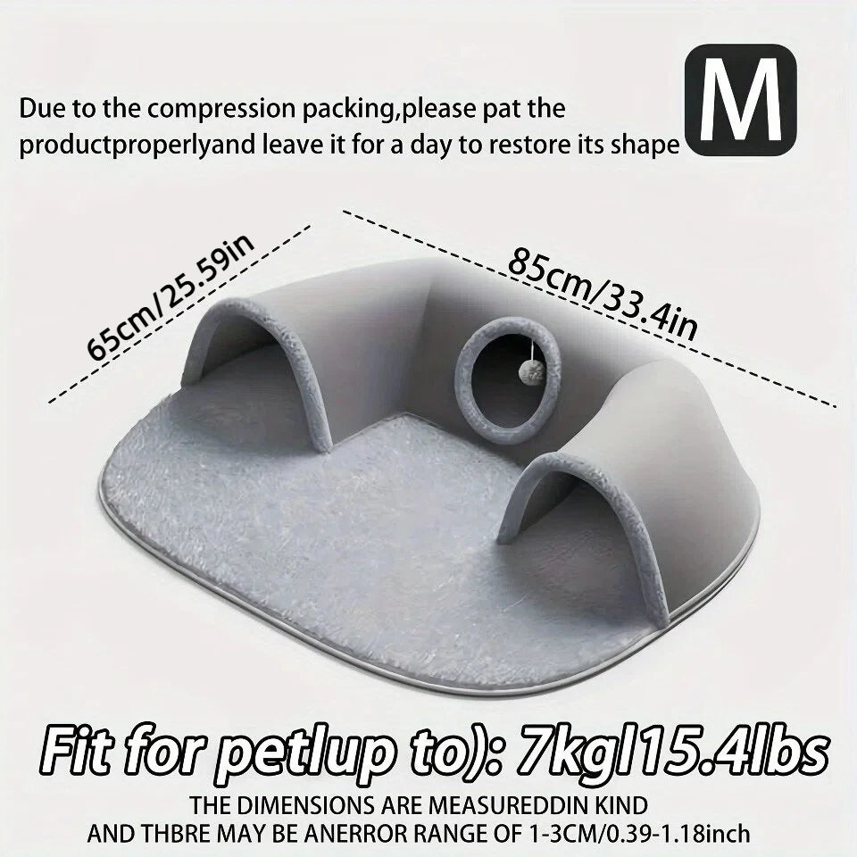 U-Shaped Cat Tunnel Bed, Detachable & Washable
