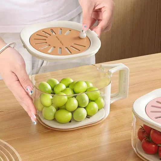 Drain Basket 2 In 1 Dehydration Washing Vegetable Basket With Lid Thickened Fruit Basket Telescopic Water Filter Kitchen Gadgets
