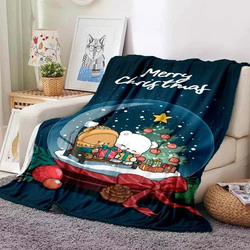 Cute Bubu and Dudu Series Blanket Cartoon Print Kids Warm Flannel Soft Comfortable Home Travel Blanket Bed Blanket Birthday Gift