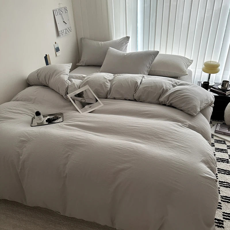 Solid Cotton Bedding Set | Duvet Cover & Sheet
