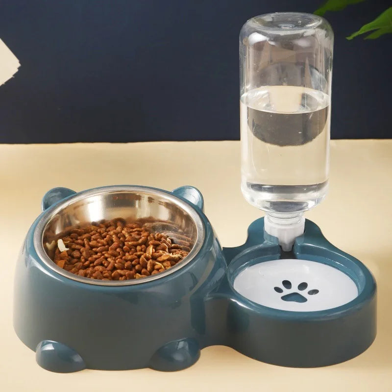 Raised Double Cat Bowl — Anti-Slip No-Spill Pet Food & Water Feeder for Cats & Dogs