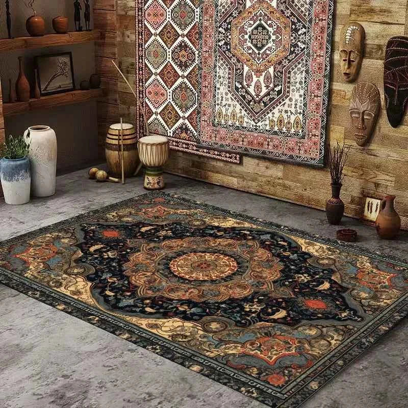 Persian American Retro Carpet Large Area Living Room Decoration Home Ethnic Style Bedroom Rug Cloakroom Lounge Soft Mat Washable