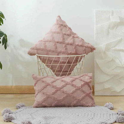 Soft Plush Wool Throw Pillow Covers Luxury Style Cushion Covers European Pillow Shell for Sofa Bedroom Cream Khaki Christmas