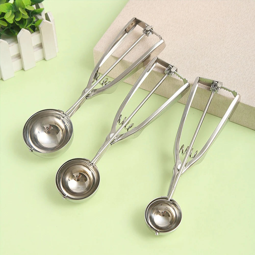 Ice Cream Scoop with Trigger Stainless Steel Cookie Scoop for Baking Fruit Cookie Dough Cupcake