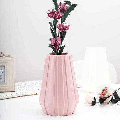 Creative Fashion Flower Vase Imitation Ceramic Plastic Flower Pot Nordic Style Modern Flower Arrangement Container Home Ornament