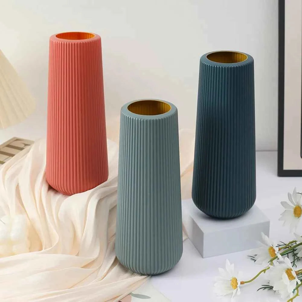 Plastic Flower Vase Fashion Nordic Style Imitation Ceramic Flower Pot Modern Anti Fall Flower Arrangement Living Room