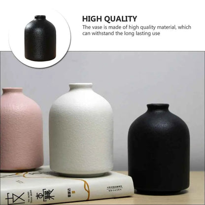 1Pcs Simple Ceramics Vase Chic Flower Holder Material Home Decoration Black Ceramics Flower Vase Home Supply