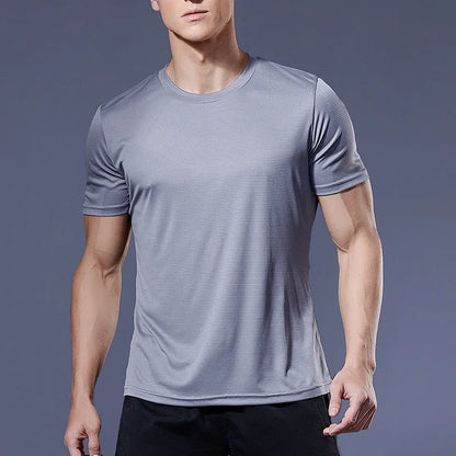 Men's Quick Dry Short Sleeve Gym Running Moisture Wicking Round Neck T-Shirt Training Exercise Gym Sport Shirt Tops Lightweight