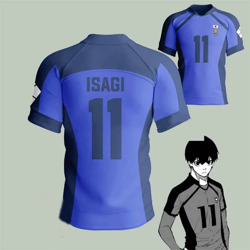 Anime Japan Blue Lock Isagi Yoichi Football Jersey T-shirt Cosplay Hyoma Chigiri Meguru Bachira Tee Custom Name Number Clothes