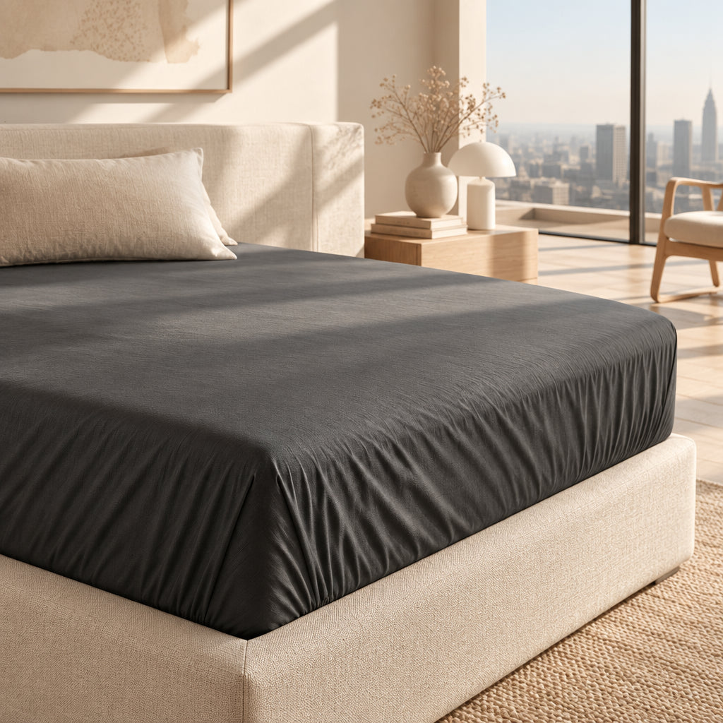 Cotton Fitted Bed Sheet with Elastic | Solid Colors