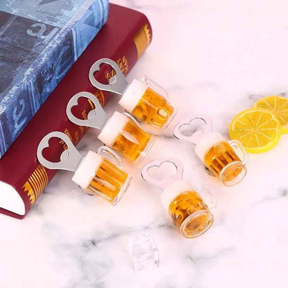 1-5PC Creative Beer Glass Shaped Soda Bottle Opener Magnetic Hanging Bottle Opener Fridge Magnets Funny Gift Home Kitchen Gadget