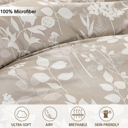Sunlight Plant Print Duvet Cover Set, 3-Piece