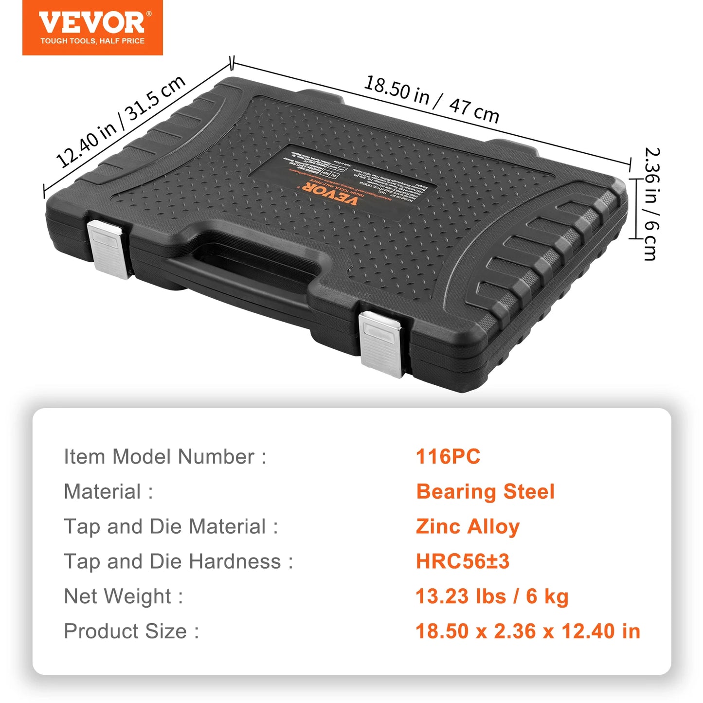 Tap and Die Set 40PCs 60PCs 80PCs 110/116PCs Metric SAE Standard Bearing Steel Taps and Dies Essential Threading Tool