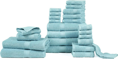 24 Piece Bath Towels Set for Bathroom- 100% Cotton 24 PC Bulk Pack Hotel