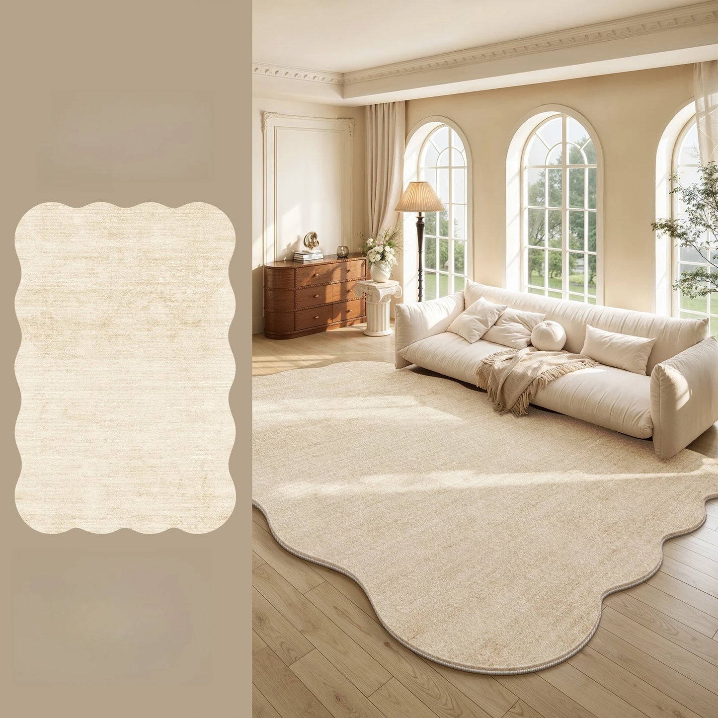 Cream Style Bedroom Decor Large Carpet Thick Plush Study Floor Mat Home Fluffy Soft Rug Irregular Shape Carpets for Living Room