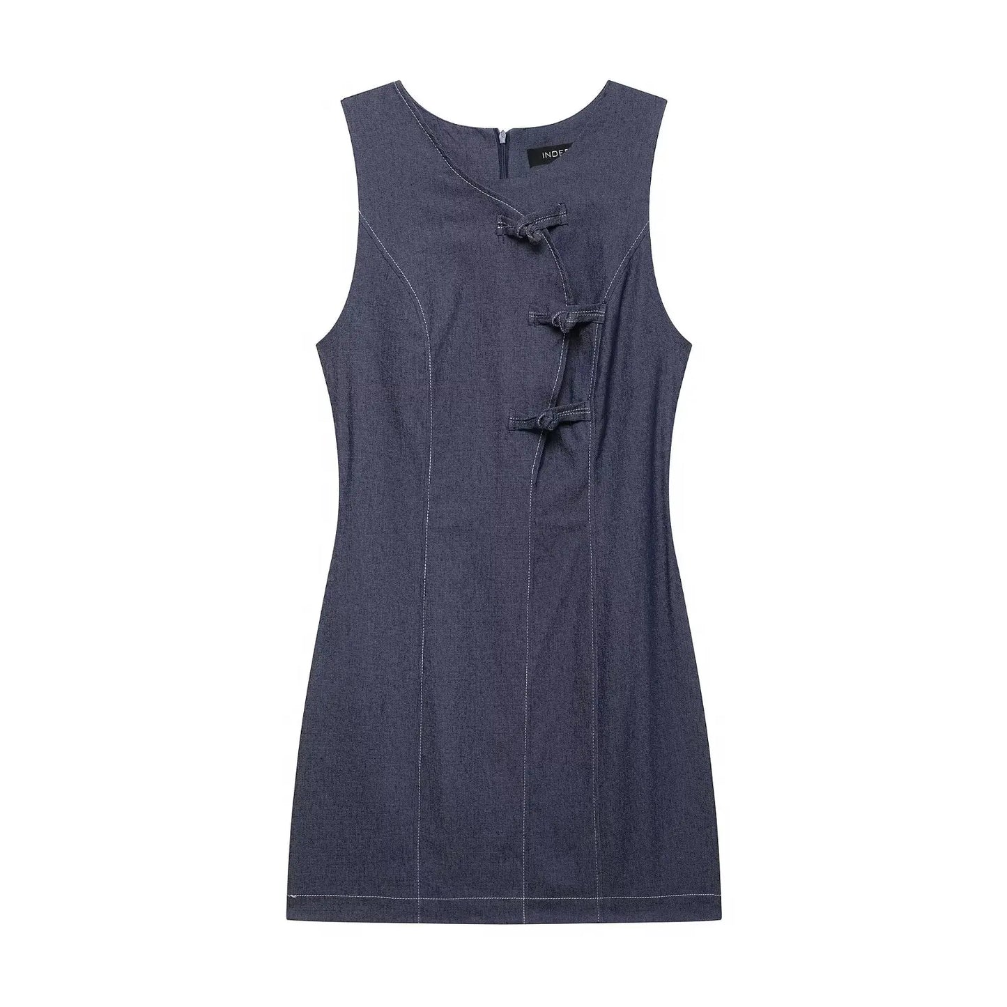 Women's Elegant Knot Buckle Sleeveless Dress – Pleated Hem Retro Chic Office & Casual Dress