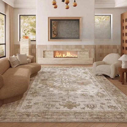 Pink Vintage Living Room Carpet Nordic Style Light Luxury Art Bedroom Rug Machine Washable Foldable Non-slip Coffee Table Mat 러그