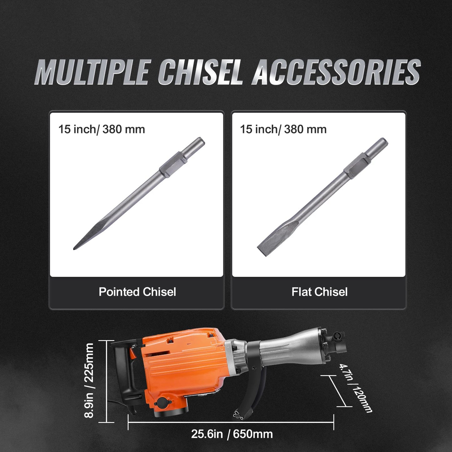Demolition Jack Hammer 1500W/2200W/3500W Concrete Breaker Heavy Duty Electric Jack Hammer 2/4pcs Chisel