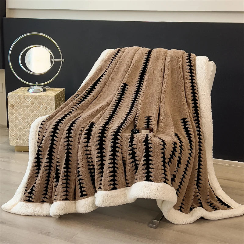 Blanket New Thickened Cloud-feel Fleece Double-layer  Plush Winter Wool Knee Nap Four Seasons Blankets for Sofas Sleeping