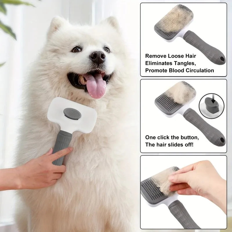 2-in-1 Pet Grooming Brush, Massaging Deshedder