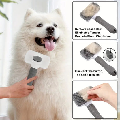 2-in-1 Pet Grooming Brush, Massaging Deshedder