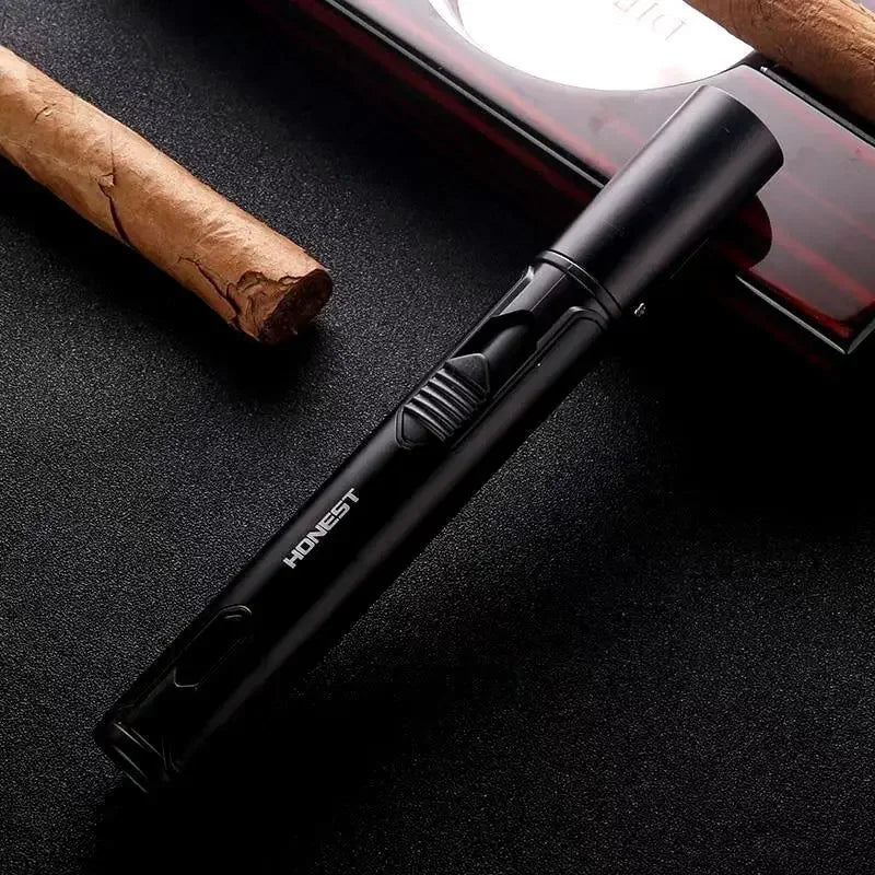 JOBON Metal Outdoor Windproof Turbine Torch Strong Fire Power Blue Flame Straight Butane Gas Lighter Gas Kitchen BBQ Welding