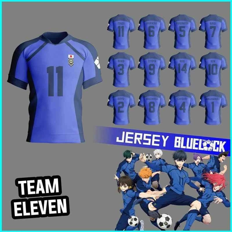 Anime Japan Blue Lock Isagi Yoichi Football Jersey T-shirt Cosplay Hyoma Chigiri Meguru Bachira Tee Custom Name Number Clothes