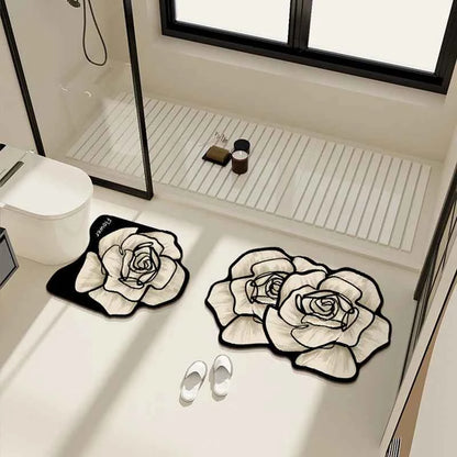 VIKAMA 1/3PCS Carpet French Premium Shaped Toilet Carpet Light Luxury Bathroom Toilet Absorbent Non-slip Cushion Home Decoration