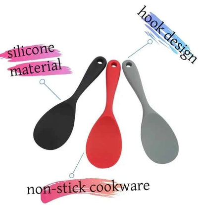 Hanging Silicone Rice Spoon Kitchen Ladle Non-stick Saucepan Electric Rice Cooker Cooking Scoop with Holes Household Items