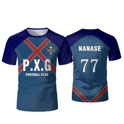 Paris X Gen P.X.G Blue Lock Japanese Anime Jersey Football Uniform No.9 Rin Shidou Cosplay T Shirts Customized Name Number Tops