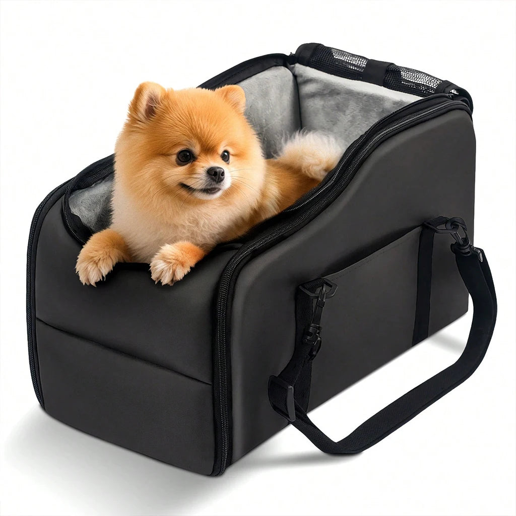 Portable Pet Car Seat with Safety Leash, Up to 12 lbs