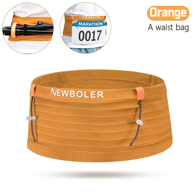 NEWBOLER Elastic Sports Waist Bag Pack Running Race Number Belt Triathlon Marathon Race Cycling Mountaineering Phone Waist Bag