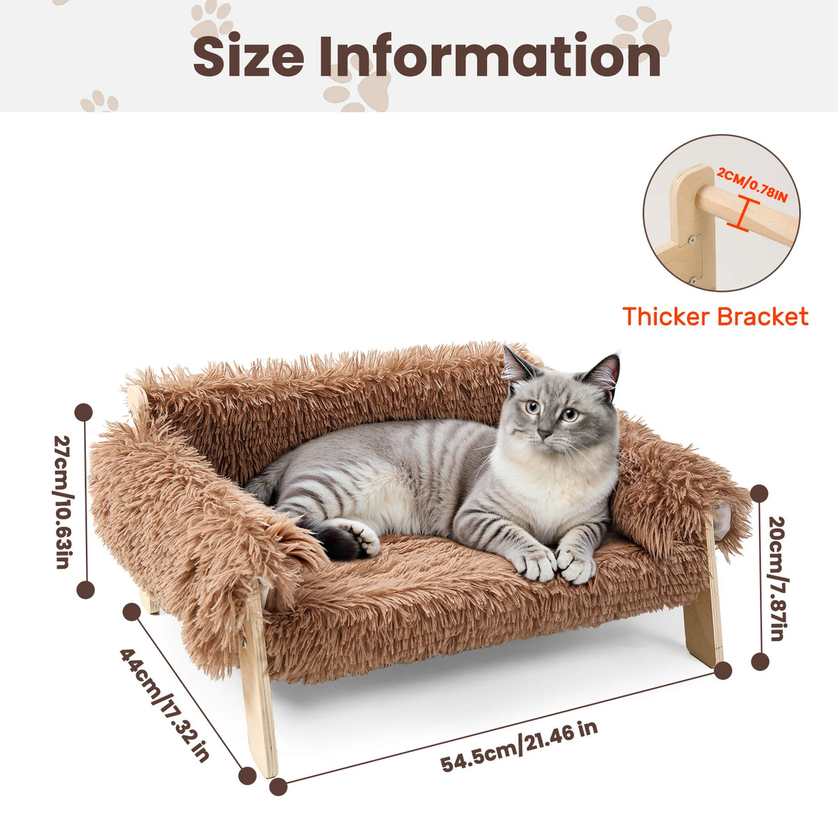 Large Cat Sofa Bed, Raised Design with Wooden Legs
