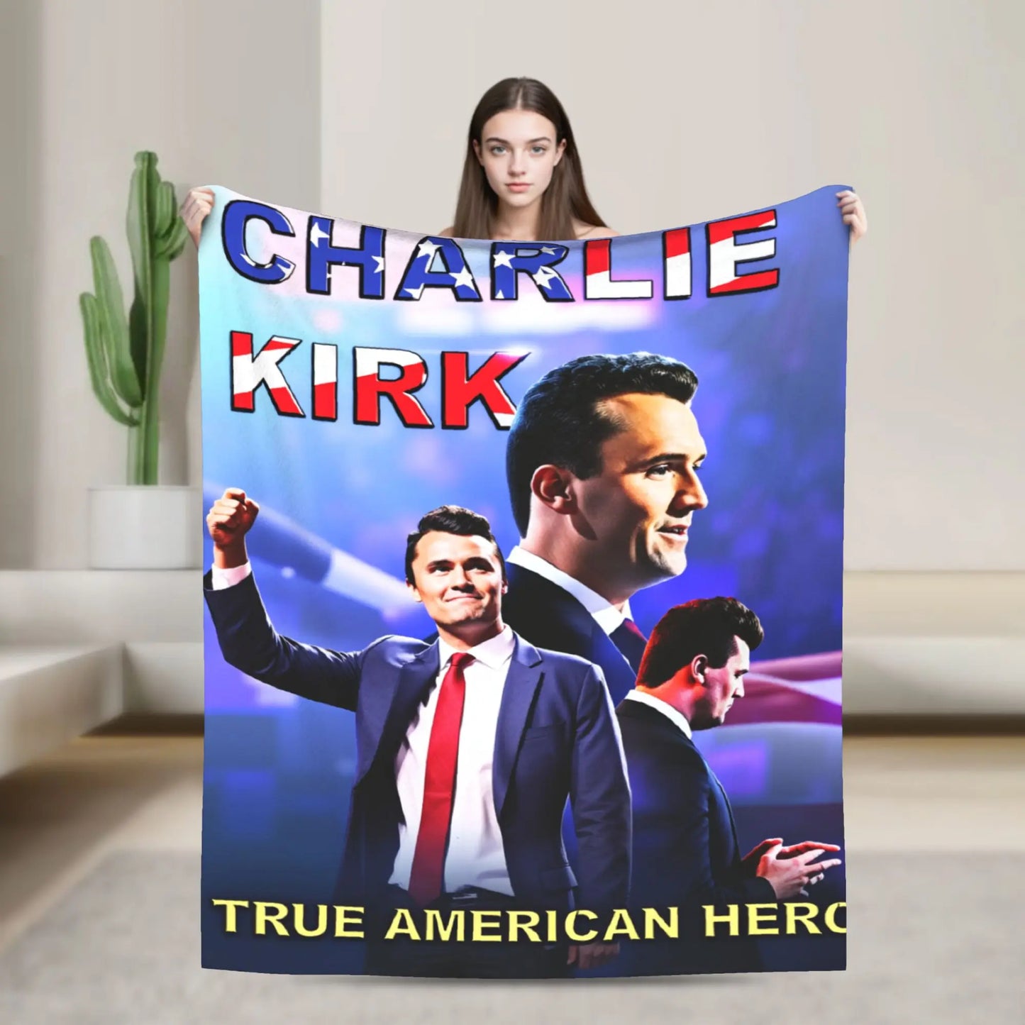 Charlie Kirk Angelic Advocate Blanket  Super Warm Funny Plush Throw Blanket For Boy Girl Living Room Flannel Bedspread Bed Cover