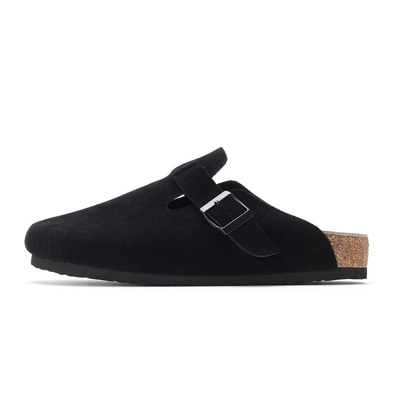 Birken shoes men's couple style dark green suede cork sandals suitable for outdoor beach slippers