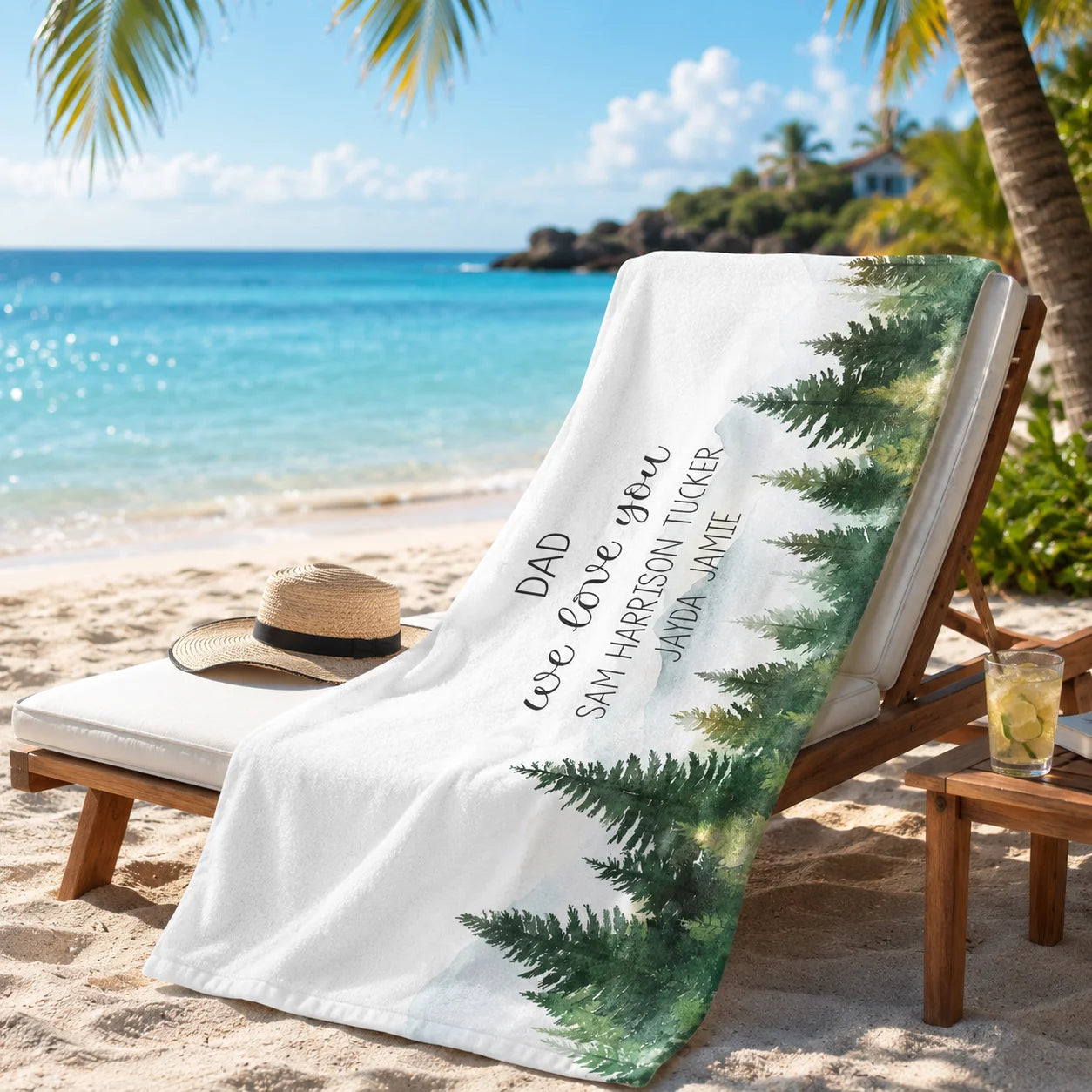 Personalized Father's Day Beach Towel — Custom Summer Gift for Dad