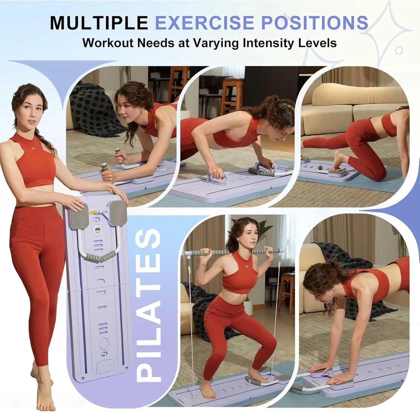Multifunctional Pilates Board with Resistance Bands | Push-Up & Core Trainer