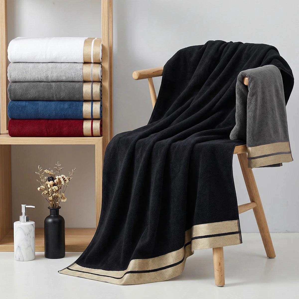 8-Piece Luxury Pure Cotton Bath Towel Set, 2 Bath Towels + 2 Face Towels