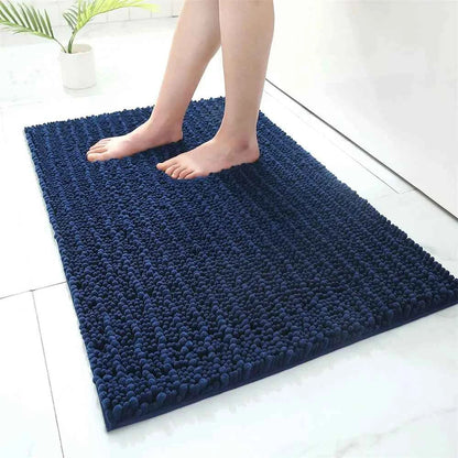 Olanly Chenille Bathroom Rug Non-Slip Bath Mat Soft Shower Bathroom Mat Floor Tub Fluffy Shag Bath Foot Rugs Microfiber Carpet