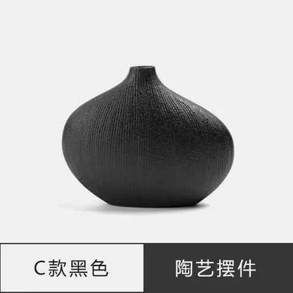 Japanese Zen Vintage Ceramic Vase Dried Flower Arrangement Flower Craft Ornament Table Top Irregular Threaded Vase Ornament Gift