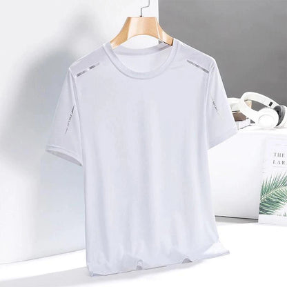 Ice Silk Running Shirts Men Loose Printing Short Sleeve Top Basketball Gym Sportswear For Male Fitness Workout Quick Dry Tee