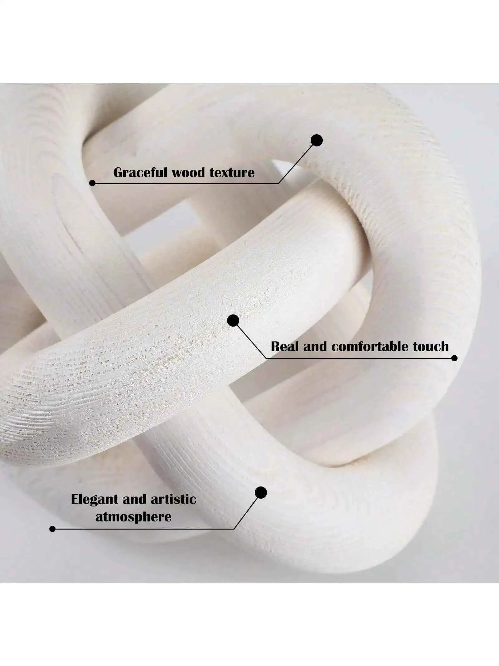 Hand Carved Coffee Table Decoration, Boho Chain Link Decor, Modern Shelf, Rustic Objects for Home Living Room Bedroom