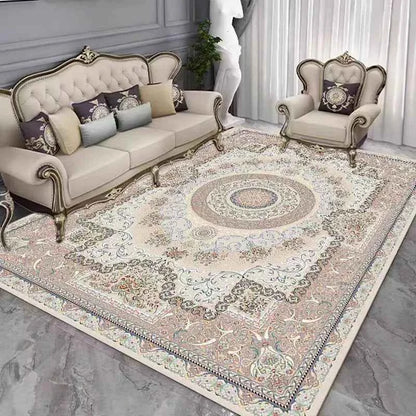 vikama French retro Persian carpet door non-slip mat living room sofa tea table crystal velvet large carpet bedroom bed rug