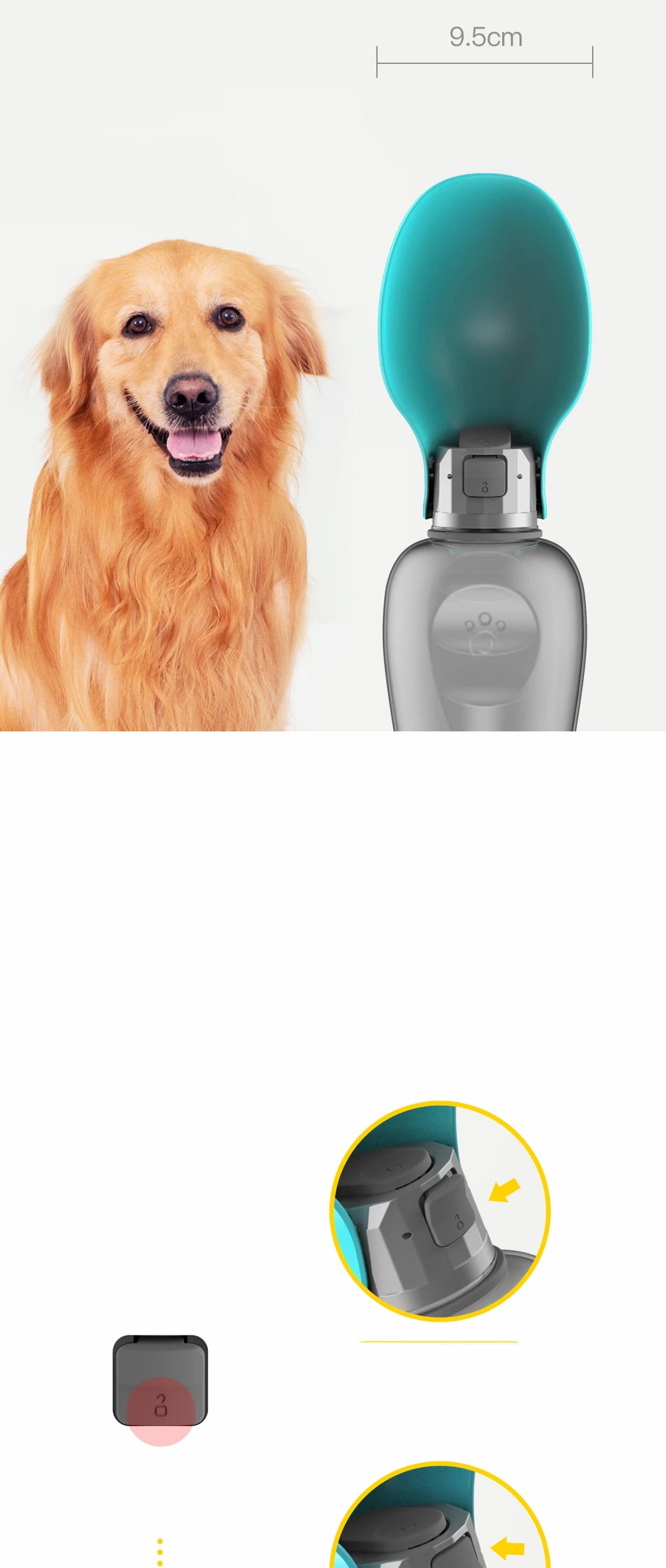 800ml Portable Dog Water Bottle with Fold-Out Bowl